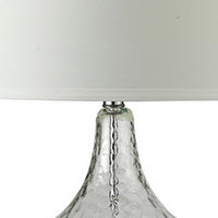 Table Lamp with Pot Bellied Glass Body, Clear and White - BM240428