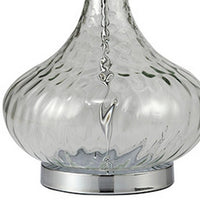 Table Lamp with Pot Bellied Glass Body, Clear and White - BM240428