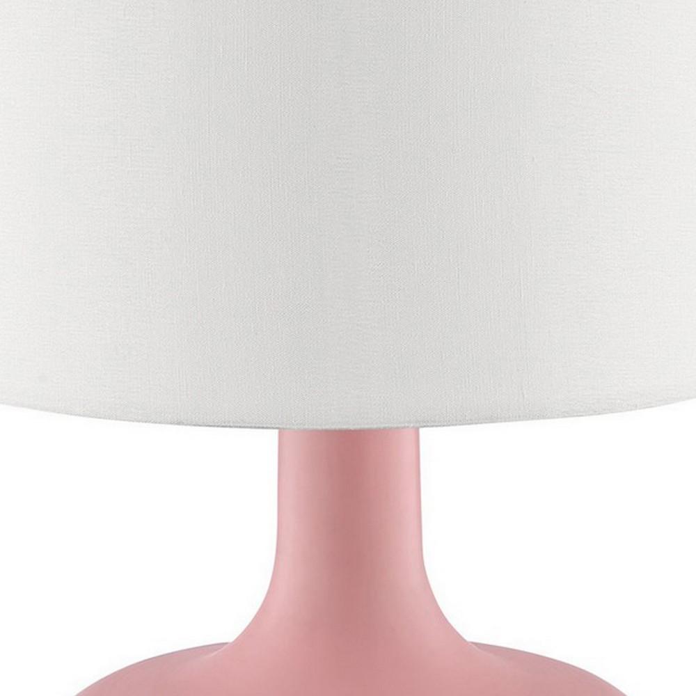Table Lamp with Teardrop Metal Base and Fabric Shade, Pink - BM240454