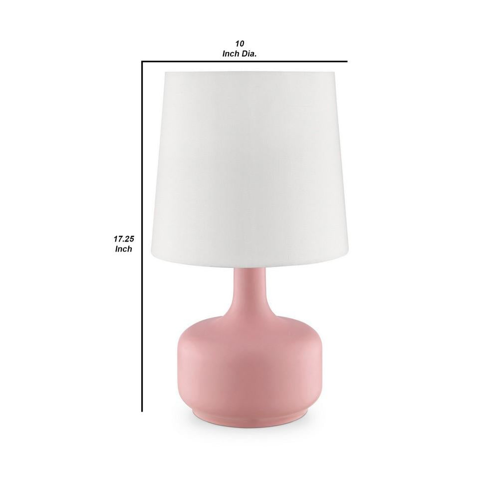 Table Lamp with Teardrop Metal Base and Fabric Shade, Pink - BM240454
