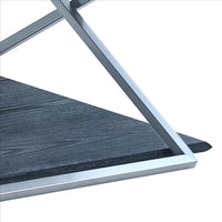 51 Inch Metal Coffee Table with Open Shelf, Gray and Silver - BM240730