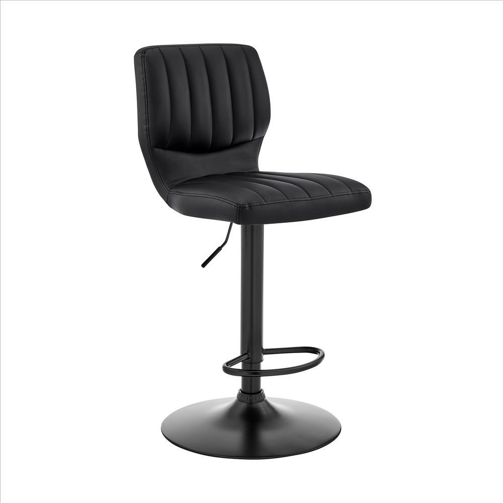 21 Inch Metal and Leatherette Swivel Bar Stool, Black - BM240739
