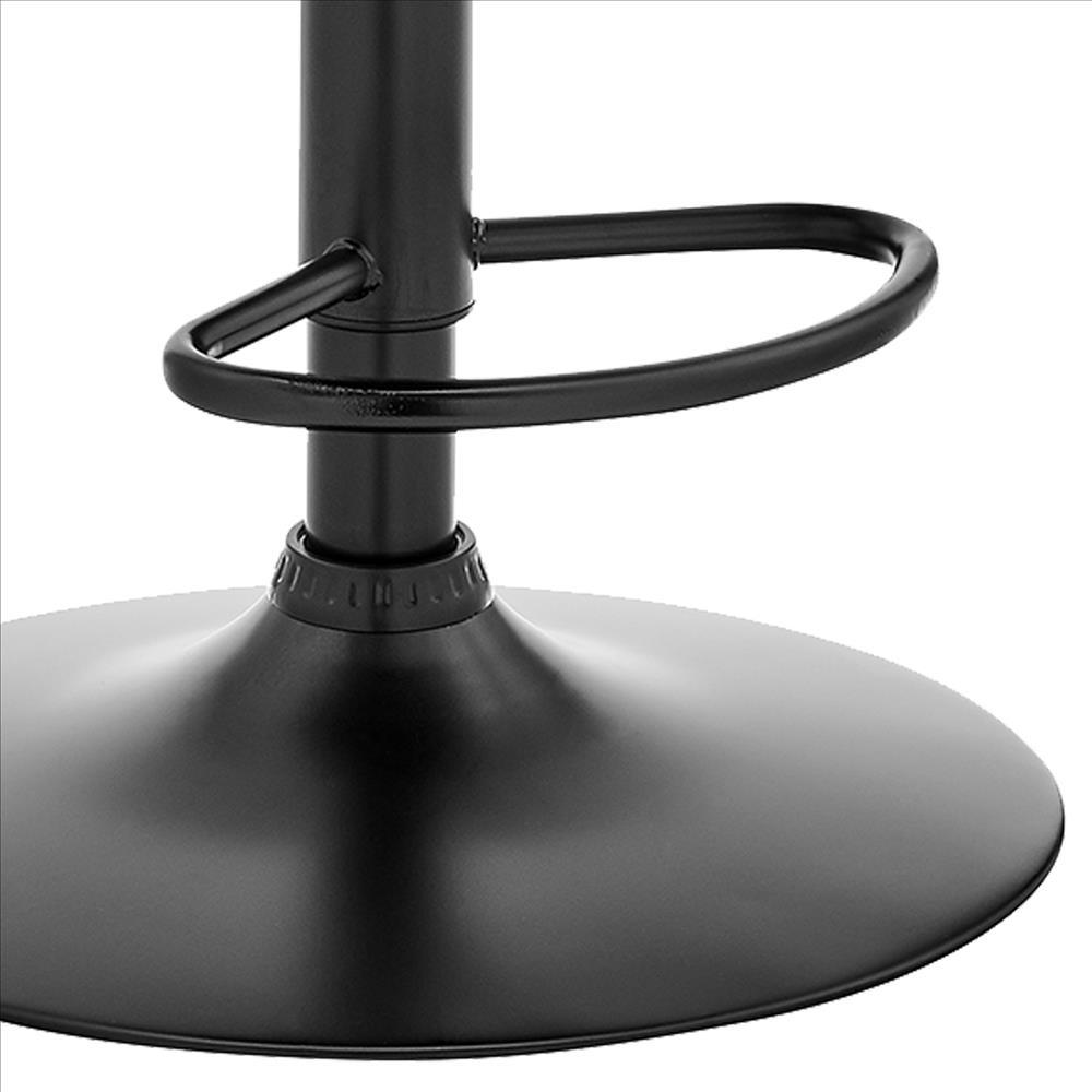 21 Inch Metal and Leatherette Swivel Bar Stool, Black - BM240739