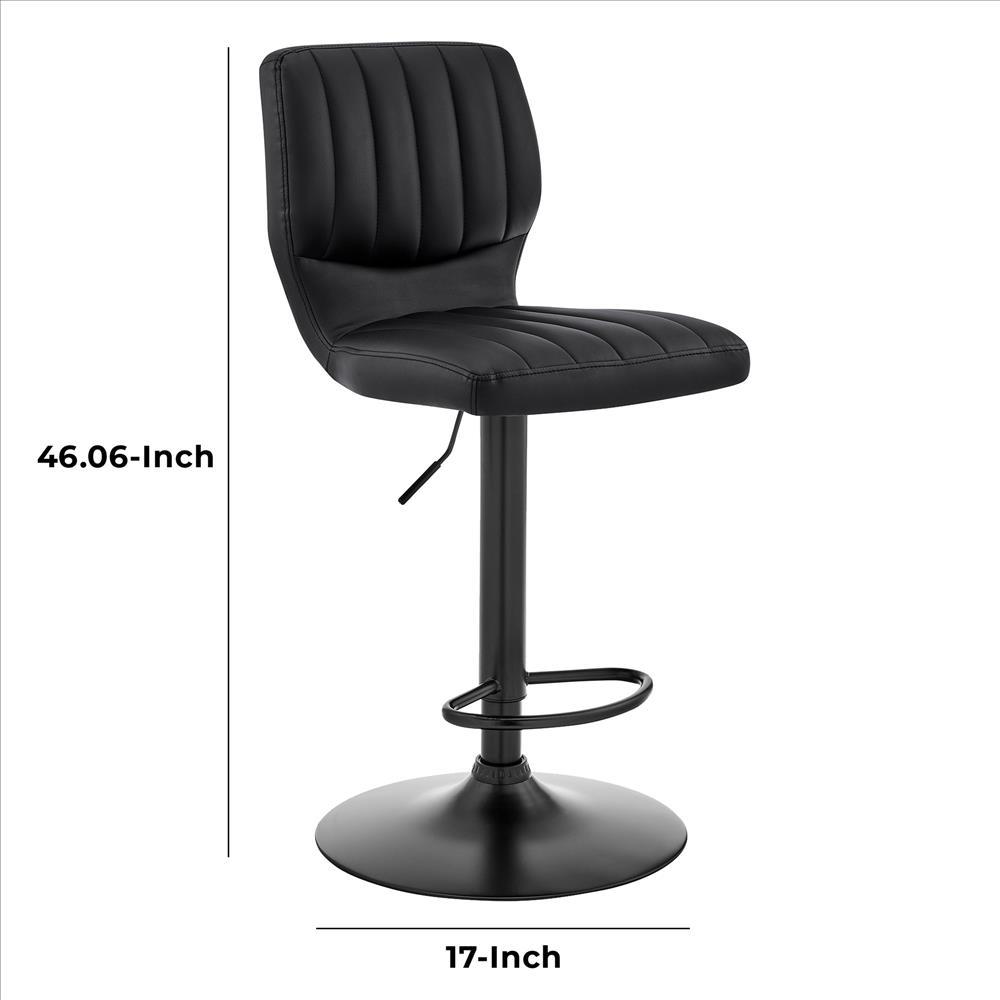 21 Inch Metal and Leatherette Swivel Bar Stool, Black - BM240739