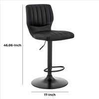 21 Inch Metal and Leatherette Swivel Bar Stool, Black - BM240739