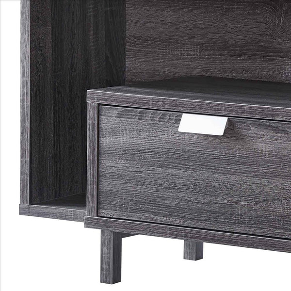 TV Stand with 2 Wooden Shelves and 2 Drawers, Gray - BM240838