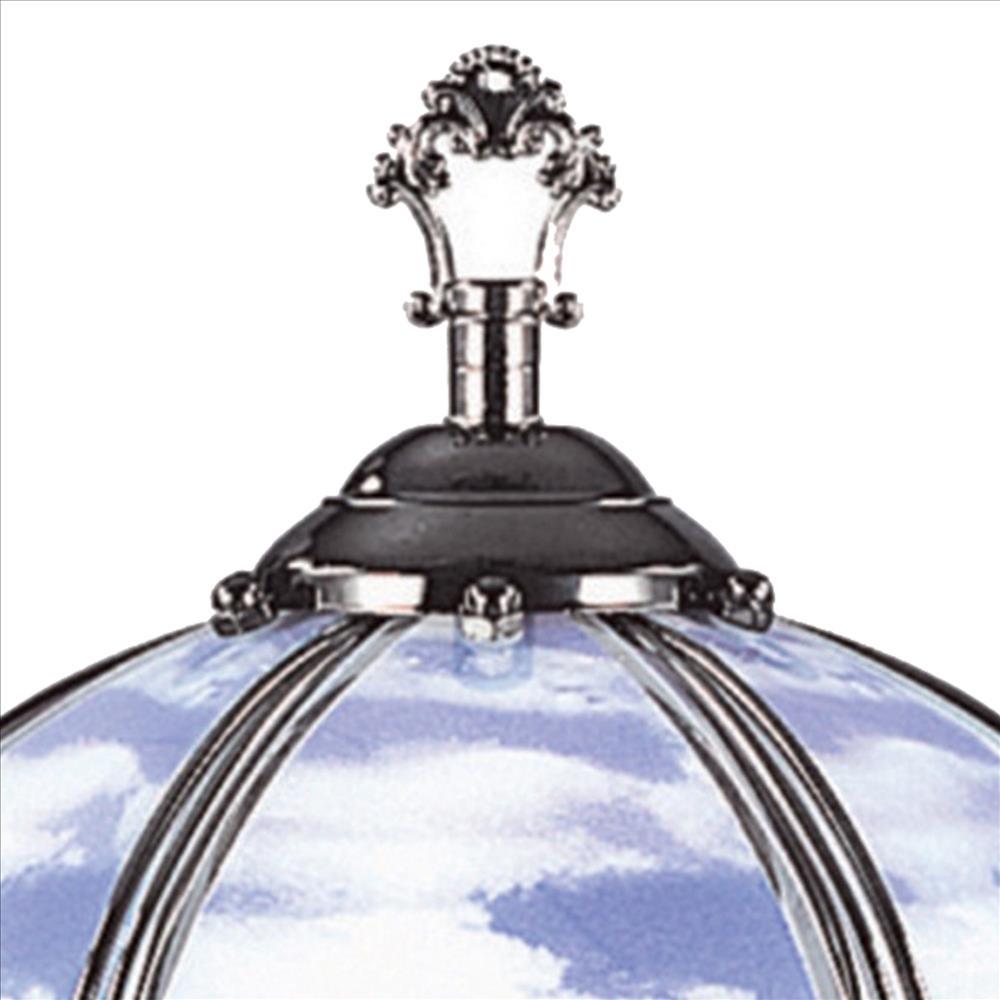 14.25'' Umbrella Shade Glass Table Lamp with Running Horses Print, Silver - BM240856