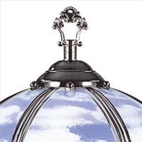 14.25'' Umbrella Shade Glass Table Lamp with Running Horses Print, Silver - BM240856