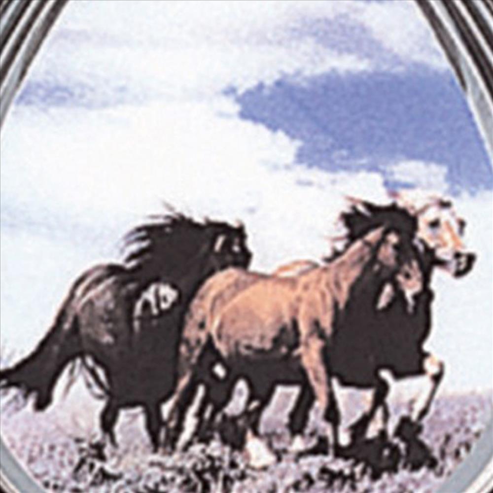 14.25'' Umbrella Shade Glass Table Lamp with Running Horses Print, Silver - BM240856