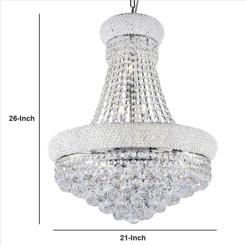 Crystal Ceiling Lamp with Chandelier Design Body, Clear - BM240871