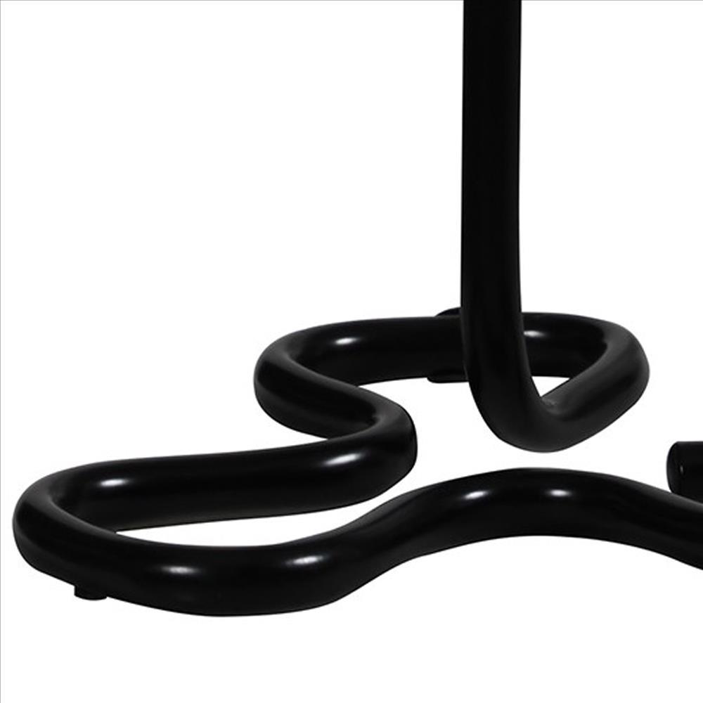 Plastic Shade Metal Table Lamp with Open Clover Base, Black - BM240899