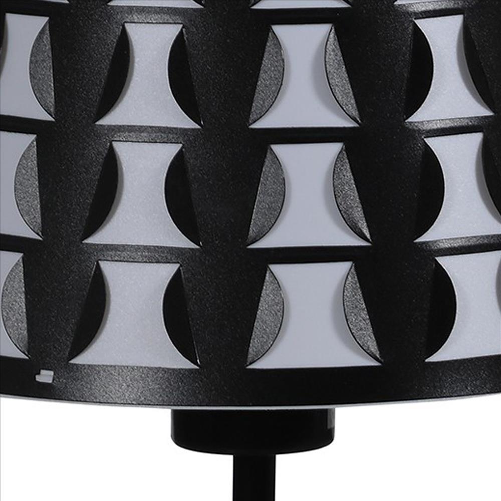 Plastic Shade Metal Table Lamp with Open Clover Base, Black - BM240899