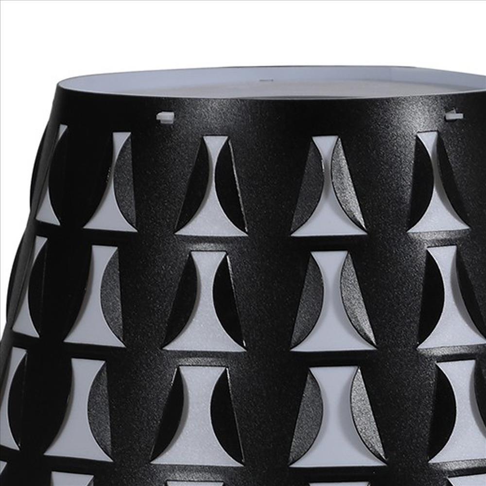 Plastic Shade Metal Table Lamp with Open Clover Base, Black - BM240899