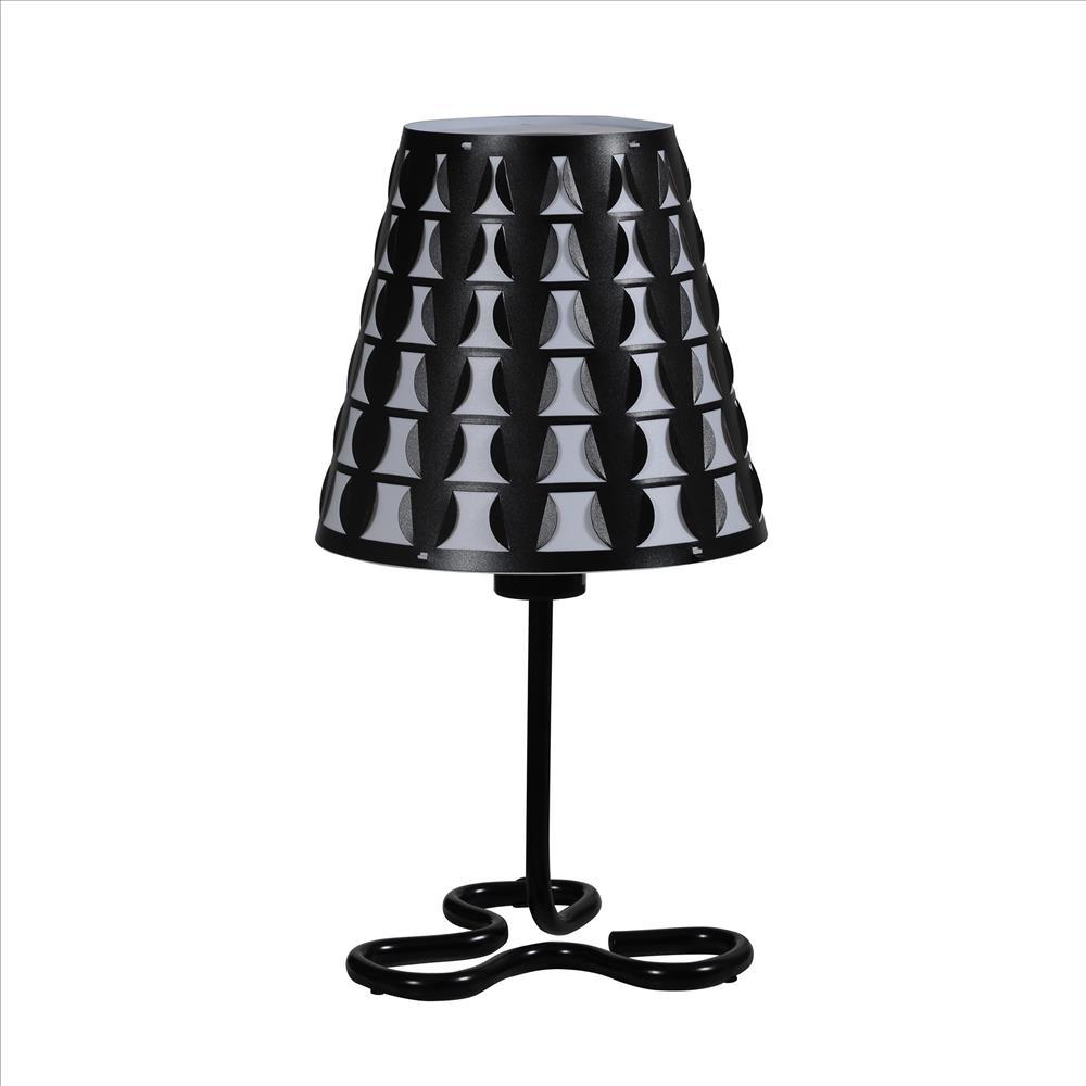 Plastic Shade Metal Table Lamp with Open Clover Base, Black - BM240899