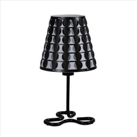 Plastic Shade Metal Table Lamp with Open Clover Base, Black - BM240899