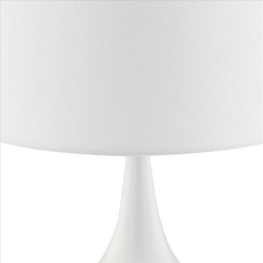 Pot Bellied Shape Metal Table Lamp with 3 Way Switch, White - BM240905