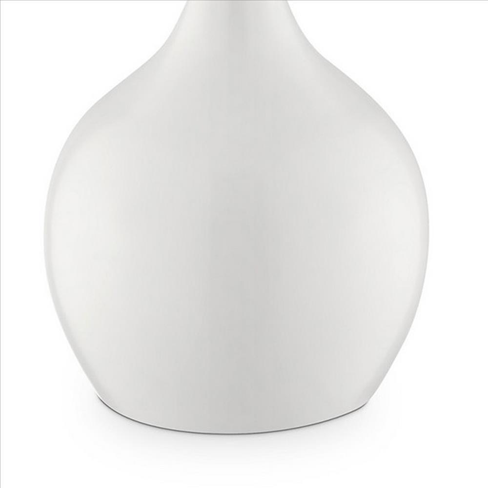 Pot Bellied Shape Metal Table Lamp with 3 Way Switch, White - BM240905