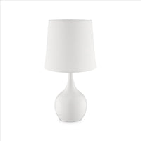 Pot Bellied Shape Metal Table Lamp with 3 Way Switch, White - BM240905