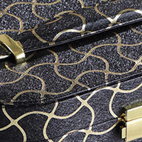 Travel Jewelry Case with 2 Semicircle Slots and Wavy Pattern, Black - BM240929
