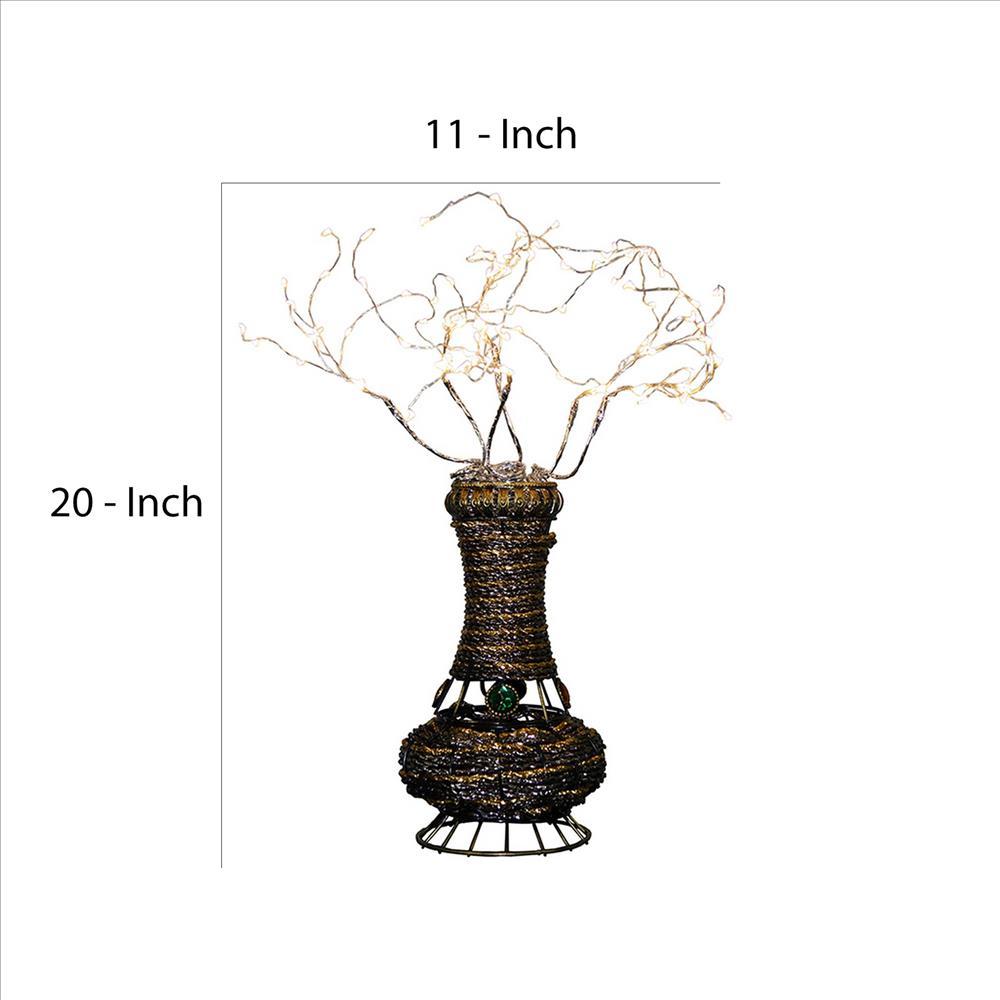 Tree Table Lamp with Aluminum Wire and Multiple LED, White - BM240931