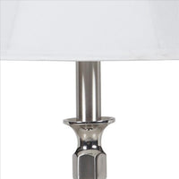 Turned Tubular Metal Body Table Lamp with Empire Shade, Silver - BM240936