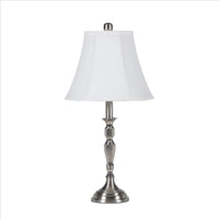 Turned Tubular Metal Body Table Lamp with Empire Shade, Silver - BM240936