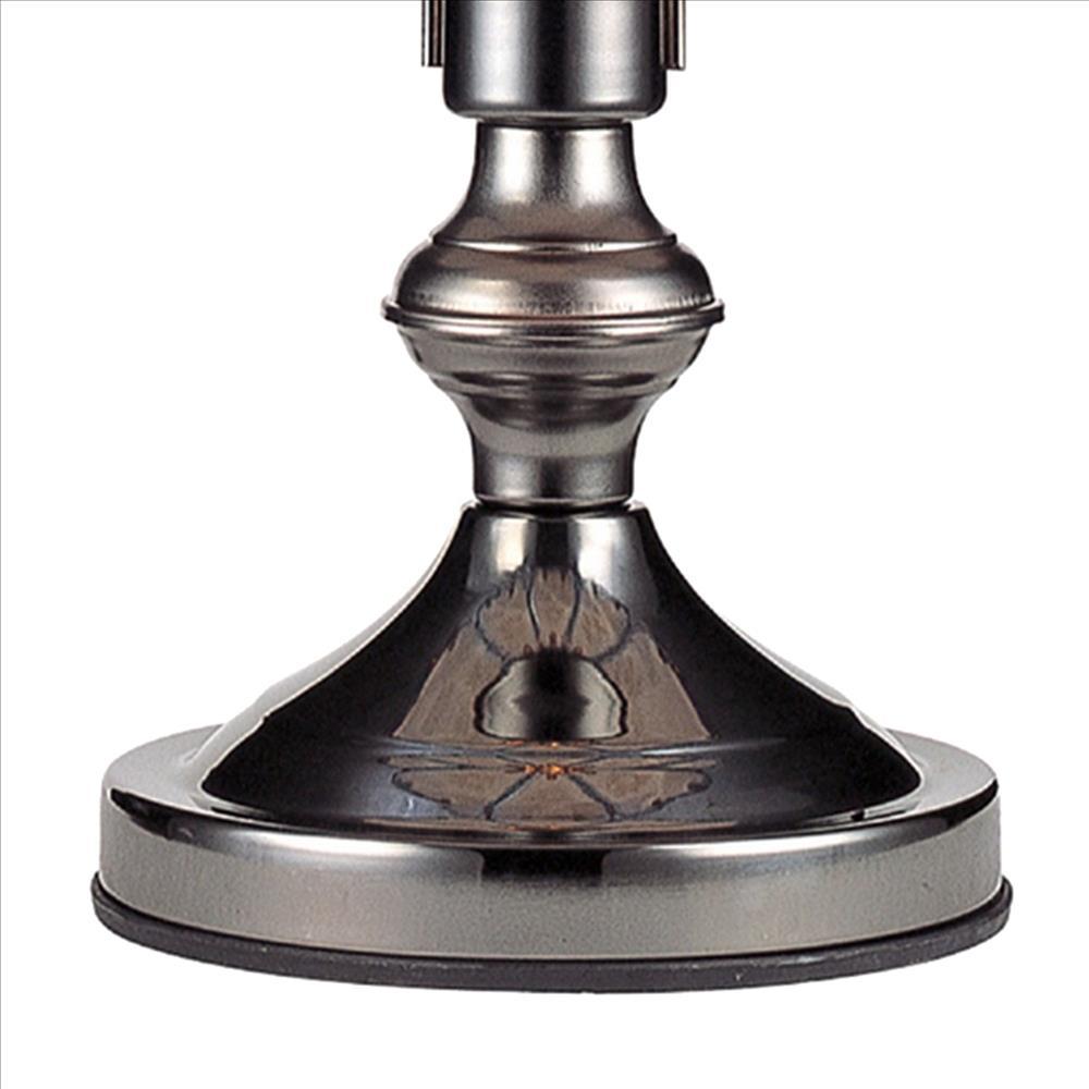 Umbrella Shade Glass Table Lamp with Dolphin Print, Silver - BM240942