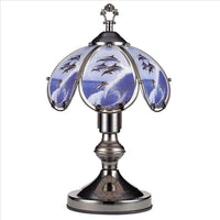 Umbrella Shade Glass Table Lamp with Dolphin Print, Silver - BM240942
