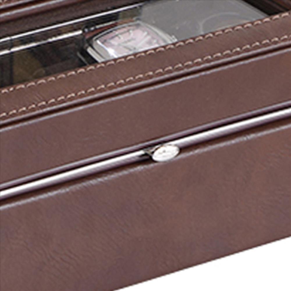 Watch Case with 4 Slots and Removable Cushions, Brown - BM240947