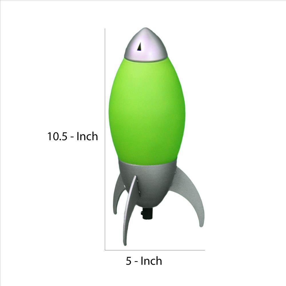 Kid Table Lamp with Rocket Design Silhouette, Green - BM240953