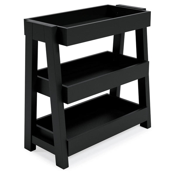 Accent Table with 3 Tier Tray Design Shelves, Black - BM248106