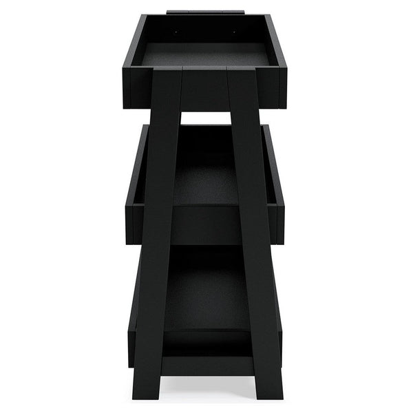 Accent Table with 3 Tier Tray Design Shelves, Black - BM248106