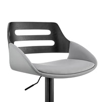 Faux Leather Adjustable Swivel Bar Stool, Black and Gray - BM248185