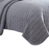Veria 3 Piece Queen Quilt Set with Channel Stitching Gray and Pink - BM249994