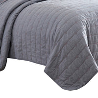 Veria 3 Piece King Quilt Set with Channel Stitching Gray and Pink - BM249995