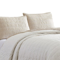 Veria 3 Piece King Quilt Set with Channel Stitching The Urban Port, Cream and Beige - BM249997
