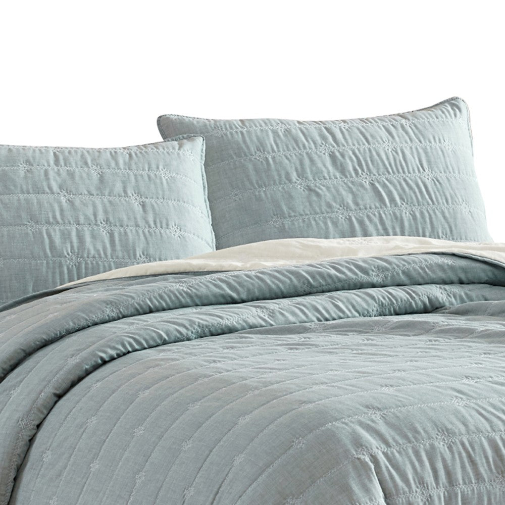 Veria 3 Piece King Quilt Set with Channel Stitching The Urban Port, Sage Green - BM249999