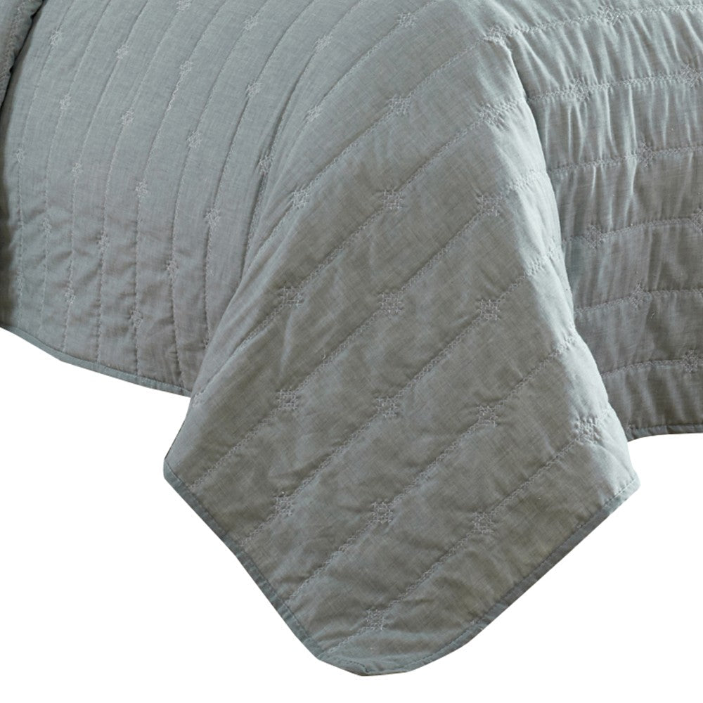 Veria 3 Piece King Quilt Set with Channel Stitching The Urban Port, Sage Green - BM249999