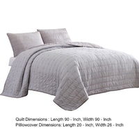 Veria 3 Piece Queen Quilt Set with Channel Stitching The Urban Port, Light Gray - BM250000