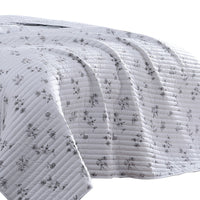 Veria 5 Piece King Quilt Set with Floral Print The Urban Port, White and Gray - BM250009