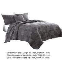 Veria 4 Piece Queen Quilt Set with Polka Dots The Urban Port, Charcoal Gray - BM250016