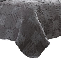 Veria 4 Piece King Quilt Set with Polka Dots The Urban Port, Charcoal Gray - BM250017