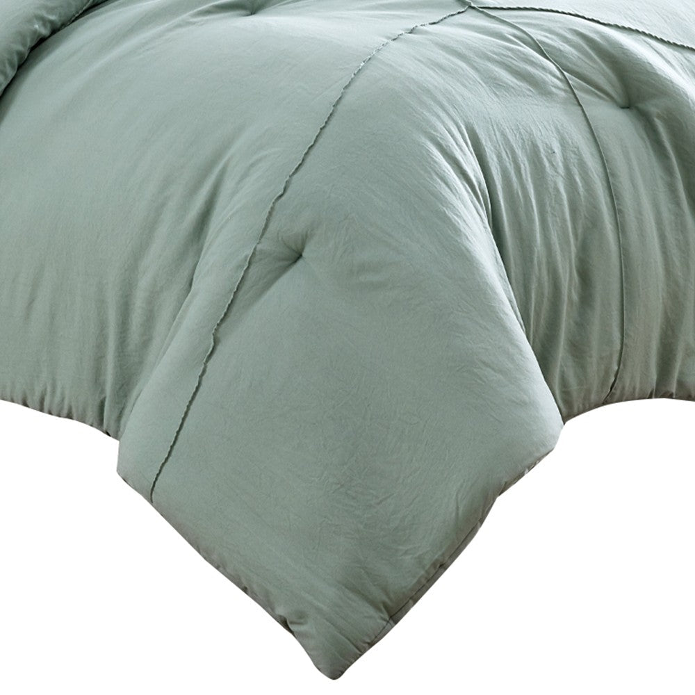 Veria 5 Piece King Comforter Set with Leaf Vein Stitching The Urban Port, Green - BM250131