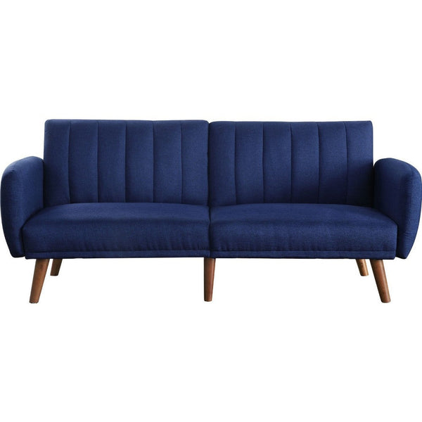 Fabric Upholstered Adjustable Sofa, Blue and Brown - BM250352