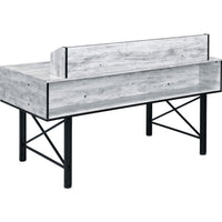 Computer Desk with 5 Drawers and Grains, Antique White and Black - BM250379