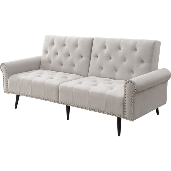 Adjustable Sofa with Button Tufting and Rolled Arms, White - BM250414