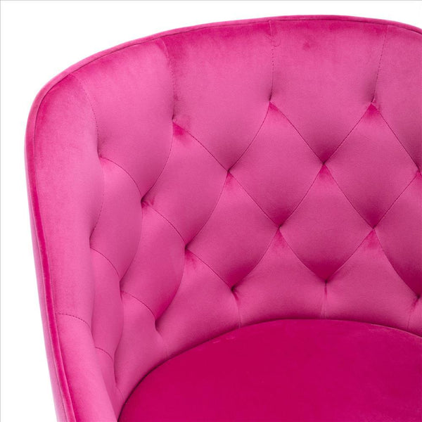 Office Chair with Padded Swivel Seat and Tufted Design, Pink - BM261584