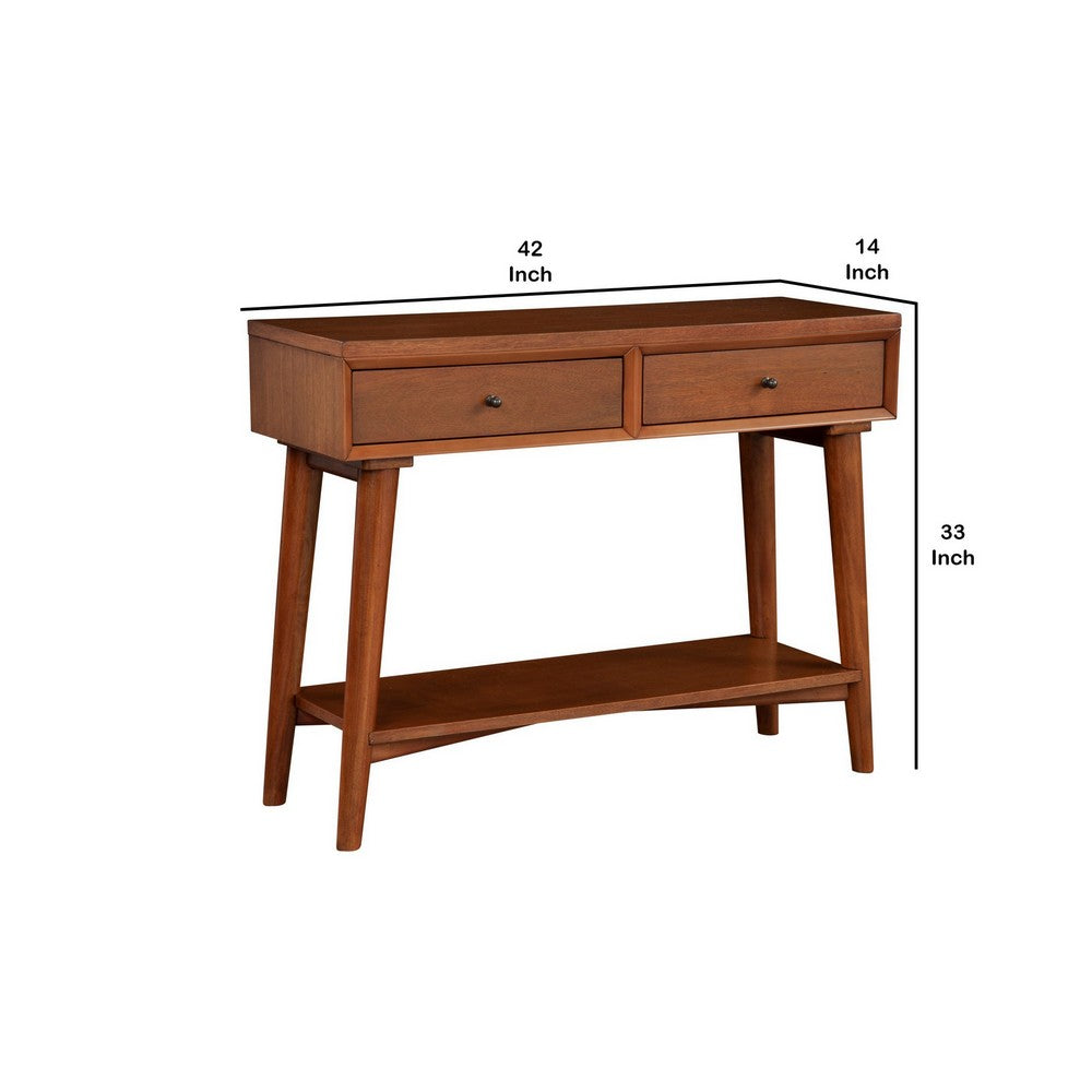 Console Table with 2 Drawers and Angled Legs, Brown - BM261864