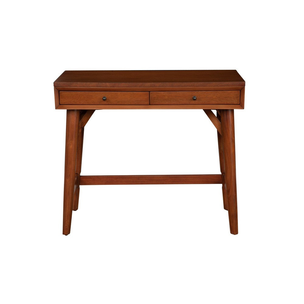 Writing Desk with 2 Drawers and Angled Legs, Brown - BM261866