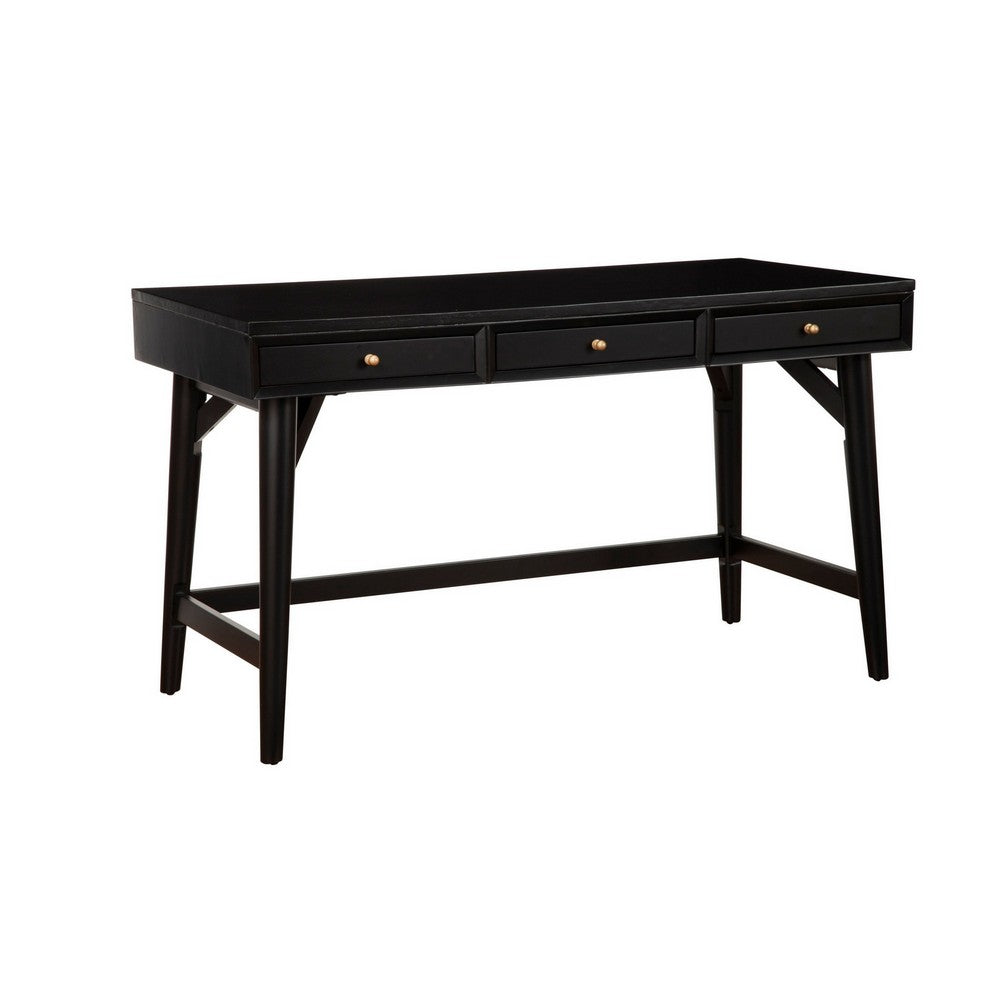 Writing Desk with 3 Drawers and Angled Legs, Black - BM261884